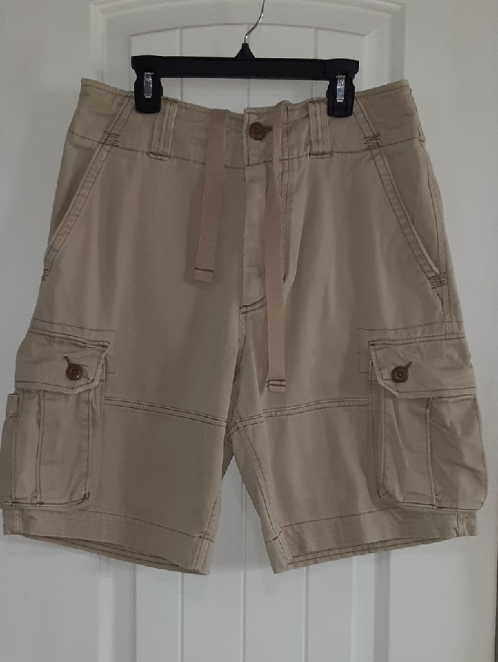 Vintage Abercrombie Kids A-92 Cargo Shorts - Khaki - Sz 14 (Fits Men's 26/27)
